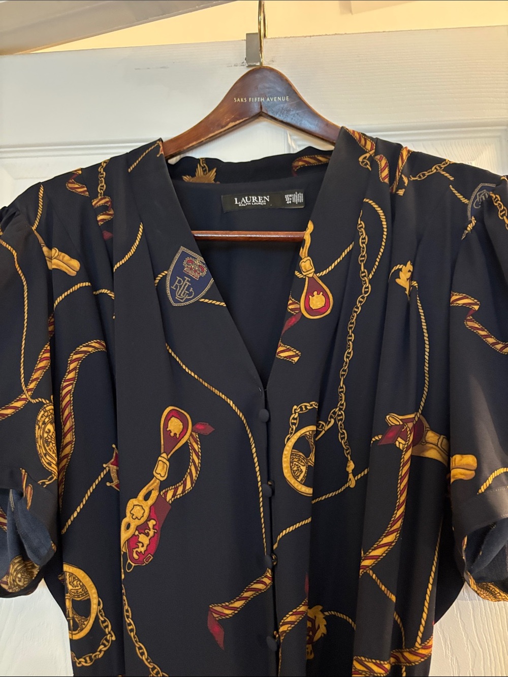 Lauren Ralph Lauren Classic Navy Print Button Down Dress Worn Once!